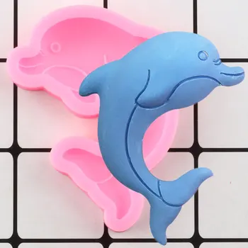 DIY Dolphin Molde de Silicone Animais marinhos de Decoração do Bolo de Ferramentas de Cupcake Topper Fondant Moldes Doces Argila Chocolate Gumpaste Moldes