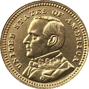 24-K Gola Banhado EUA 1903 1 de Dólares, Francos, moeda de cópia de 15mm