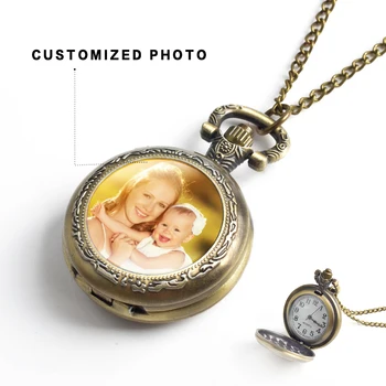Vintage Personalizadas Foto Do Relógio De Bolso Antigo Projeto De Bebê Da Família De Amantes Da Vovó Foto De Calendário Relógio De Bolso Com Corrente Para Presentes