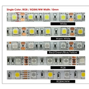Tira de LED 5050 DC 24V RGB WarmWhite 24V 5meter Impermeável Flexível Faixa de Luz 60LED/MLed Fita de Luces Lâmpada Fita de Tv, luz de fundo