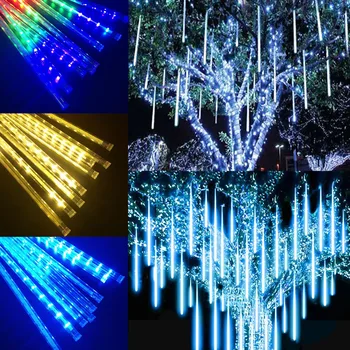 8 Tubos de chuva de Meteoros da corda Led Luzes de Fadas Rua Guirlandas de Natal Decoração da Árvore de Casamento ao ar livre Navidad de Fadas Jardim de DIY