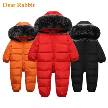 -30 graus de russo para crianças, roupas de inverno para baixo da jaqueta do menino outerwear coats engrossar snowsuits Menina roupas de Crianças Macacão
