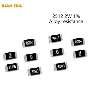 50Pcs 2512 2W SMD Liga Conjunto de Resistores De 1% de Tolerância De 0,001 R 0.009 R 0.01 R 0.06 R 0.15 R 0.2 R 0.39 Ohm Baixa Ôhmica Chip Resistência Kit