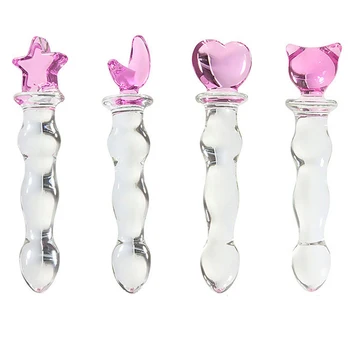 Vibrador de vidro Pênis Anal Lésbicas Plug anal Adulto do Sexo Produto de Brinquedos Para as Mulheres Homossexuais do sexo Feminino, a Masturbação sem Vibrador