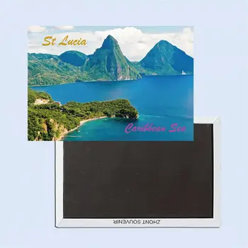 St Lucia Mar do Caribe lembranças de Viagem Criativa frigorífico 26344 Retângulo de Metal Rígido Magia Ímãs de geladeira